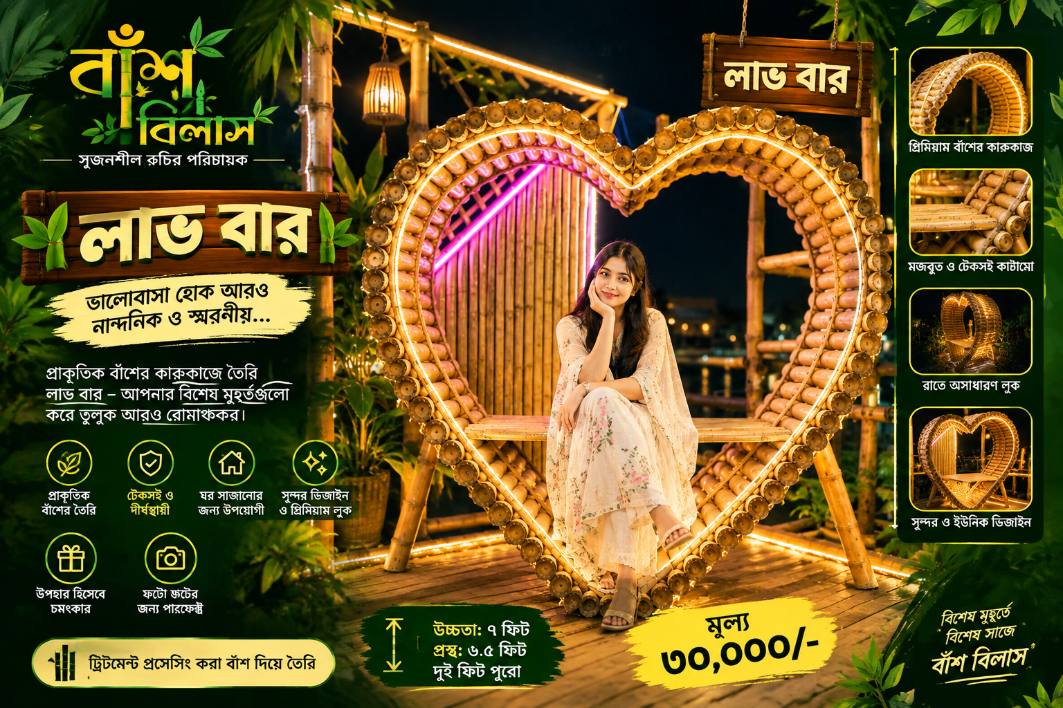 বাঁশের তৈরি লাভ বার
